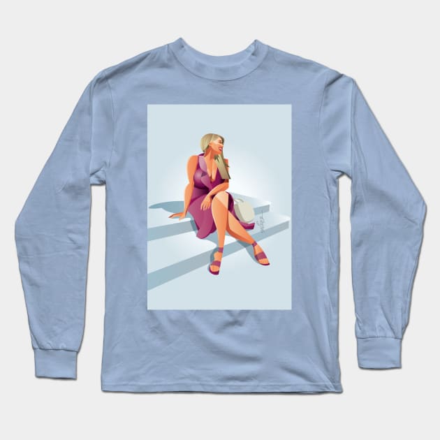 Model Posing Long Sleeve T-Shirt by Sauher